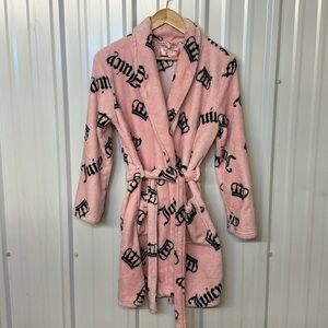 Juicy Couture Crown Soft Plush Pink Bathrobe Women Small Medium Sleepwear